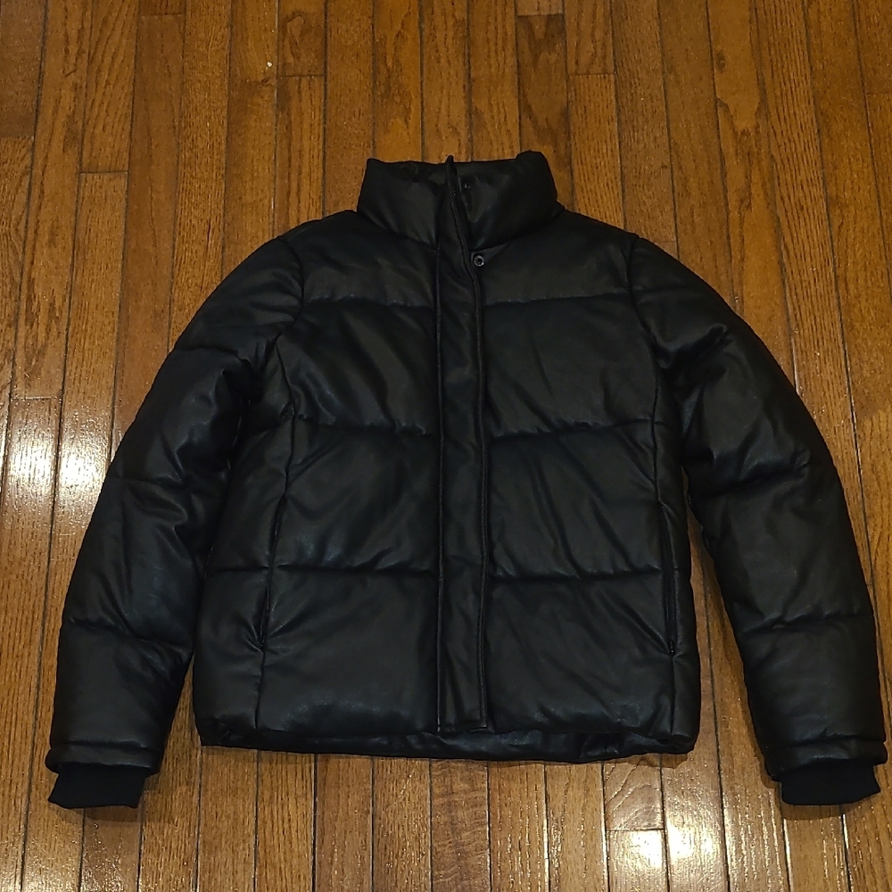 Marc New York Black Faux Leather Puffer Jacket